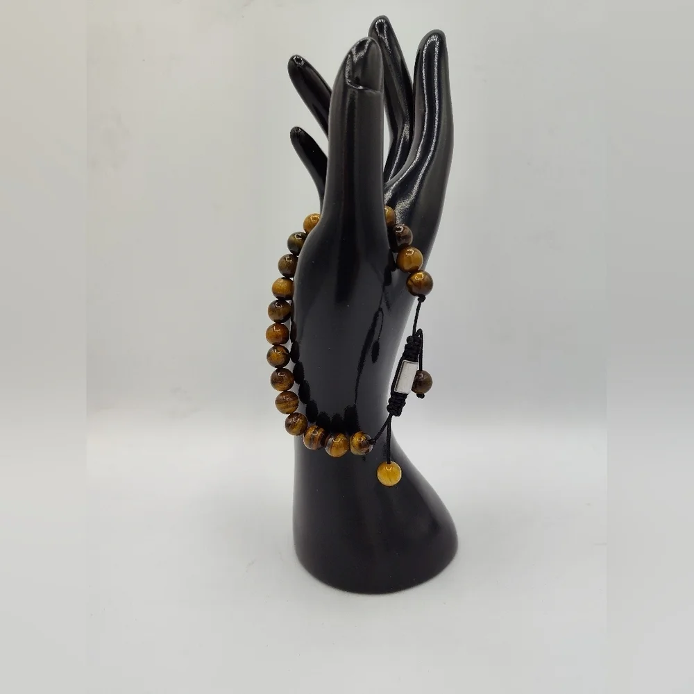 Tiger Eye Unisex Adjustable Beaded Bracelet NWOT